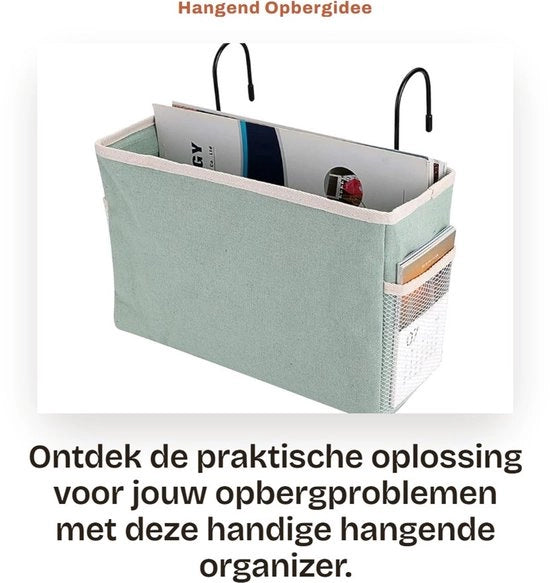 Organizzatore per ripostigli - Cassettino da appendere - Per letto a castello - Riposo verticale - Verde - 28 x 10 x 19 cm - Contenitore di ripostiglio