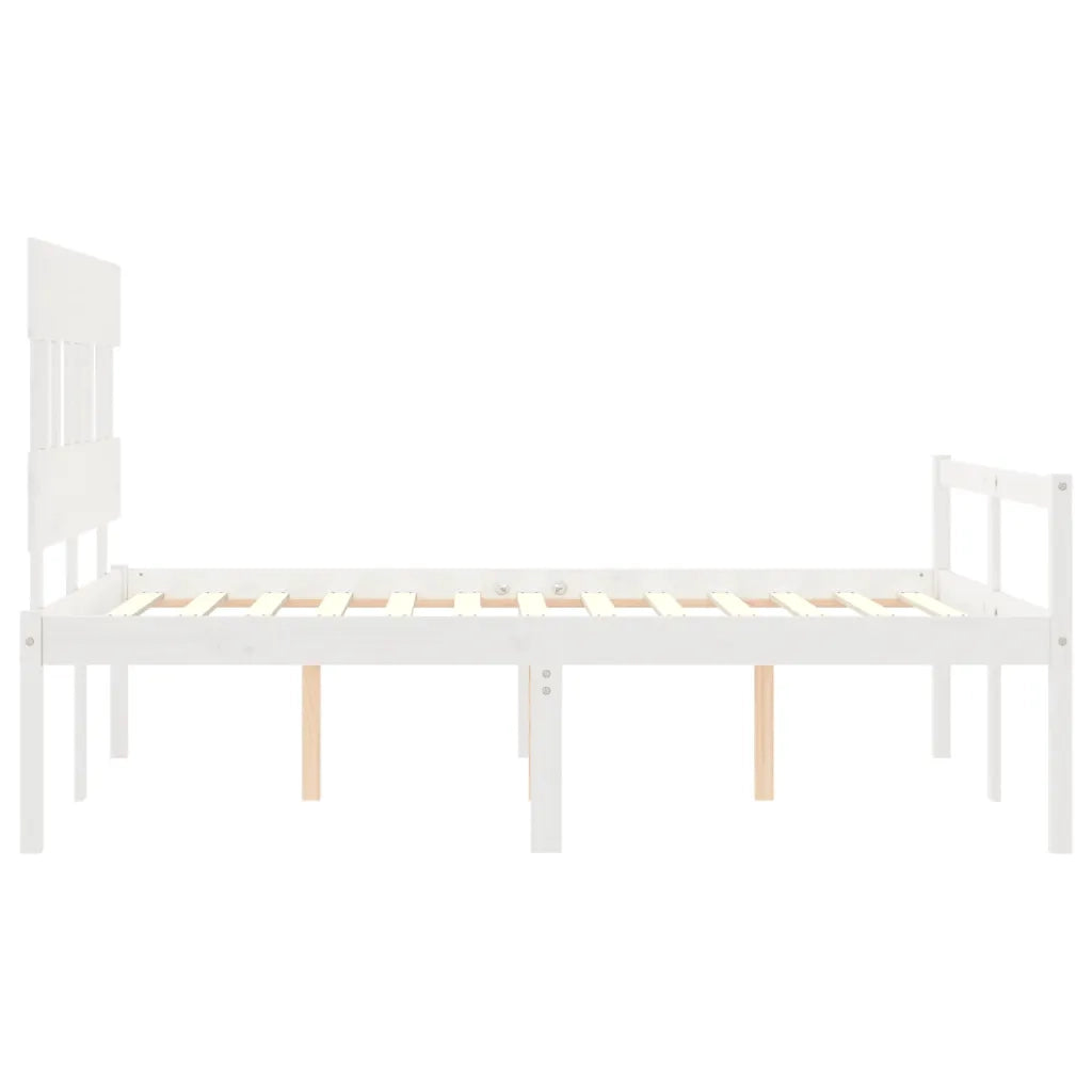 Letto per Anziani con Testiera-Struttura Letto per Anziani Bianco 140x190 cm Legno Massello 941535