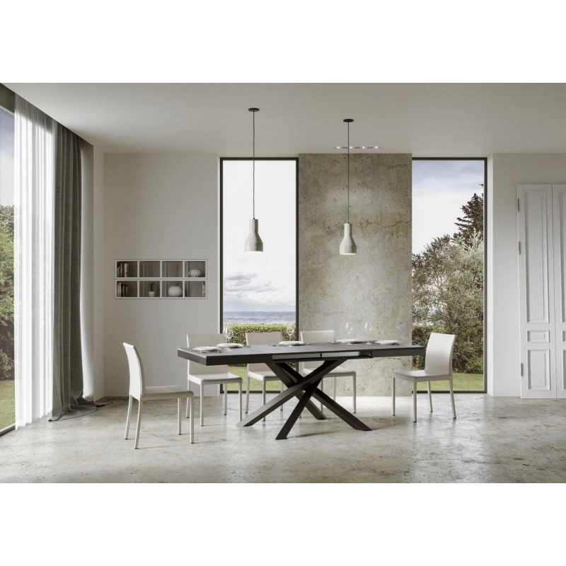 Tavolo allungabile 90x120/224 cm Volantis Evolution telaio Antracite - Cemento