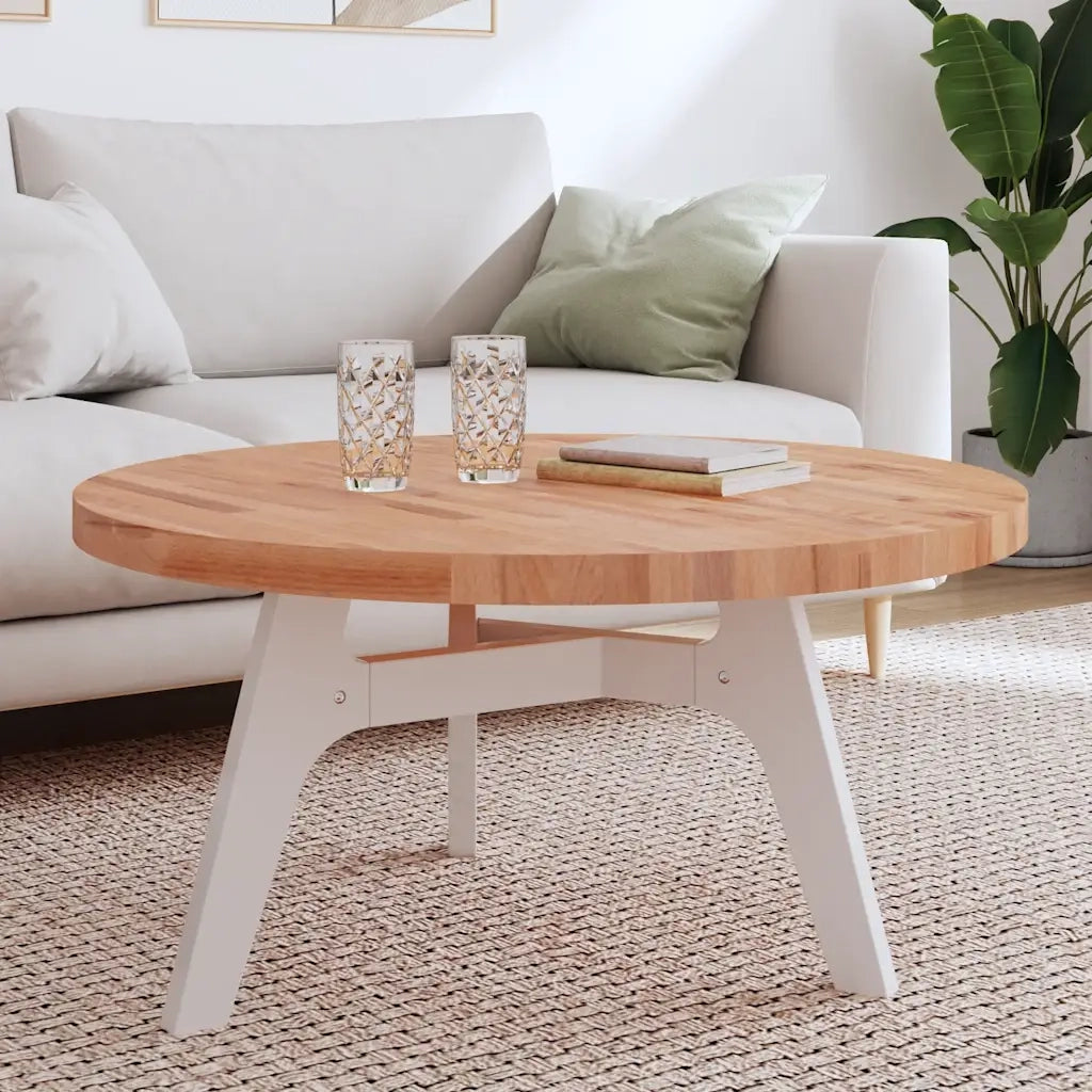 Piano per Tavolo Ø90x4 cm Rotondo in Legno Massello di Faggio 355947