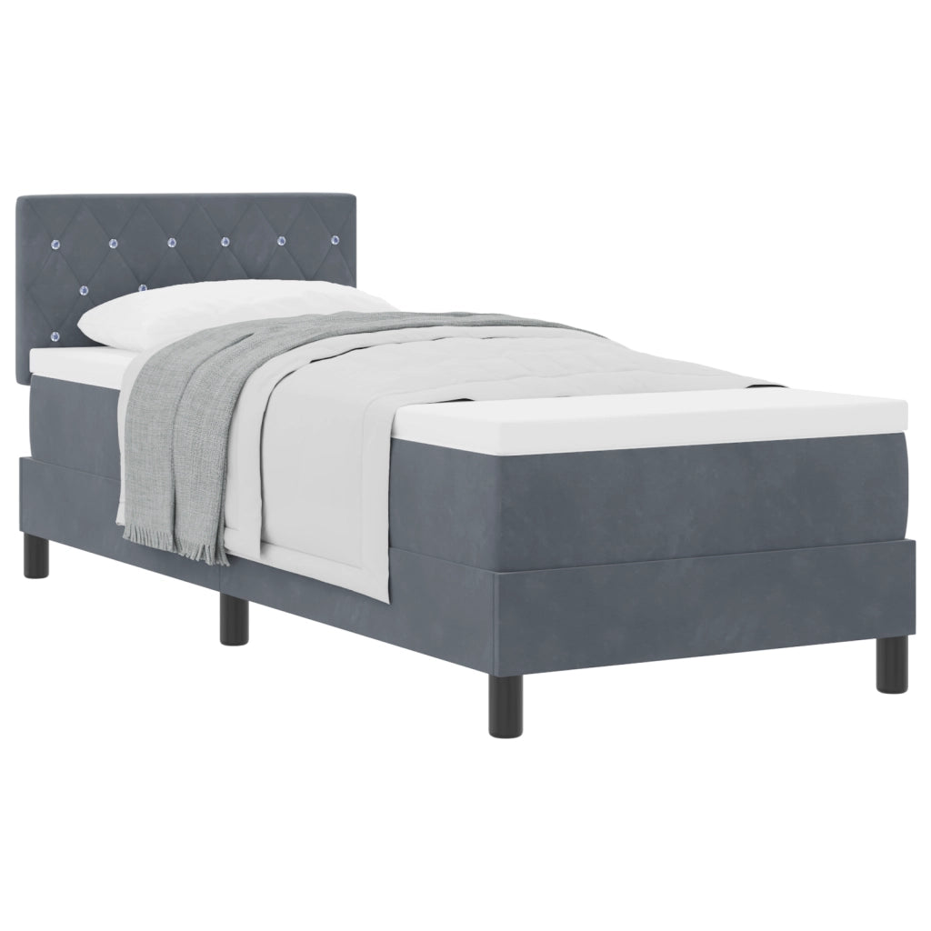 Letto con Madia e Materasso  Grigio Scuro 80x200 cm in Velluto