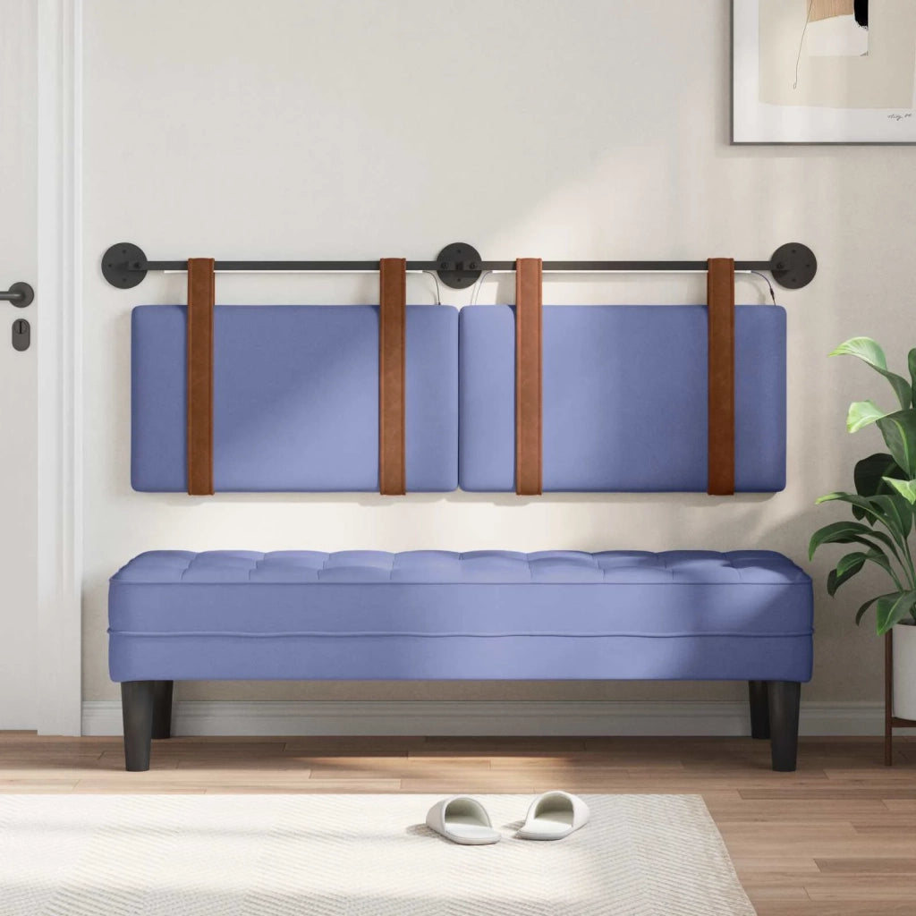 Testiera | Testata sospesa Con luce LED Blu jeans PU Antico