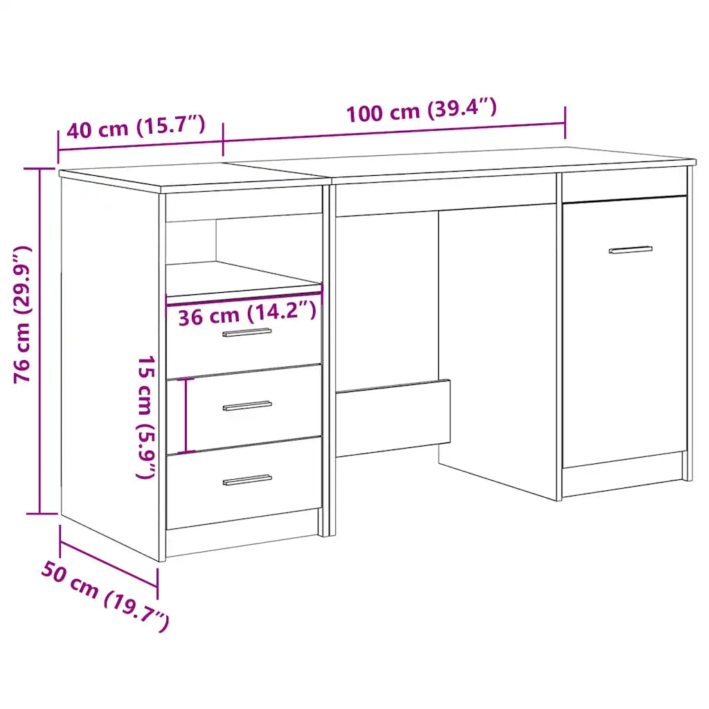 Scrivania con armadietto in Legno Multistrato Rovere Artigianale 3328552