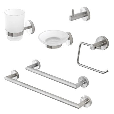 Set accessori a muro 6 pezzi in acciaio inox satinato e viti incluse  Galassia