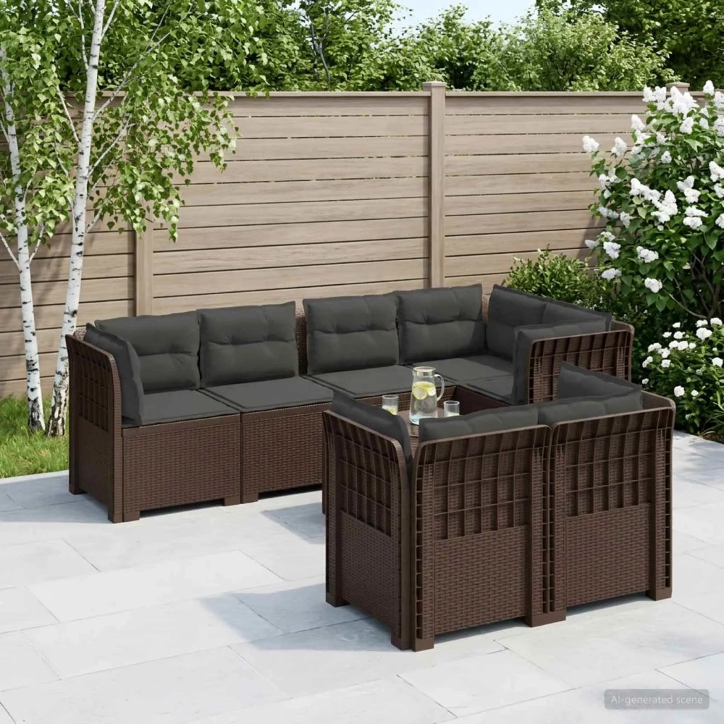 Divano 7 Posti da Giardino con Cuscini Aspetto Rattan PP 3444163