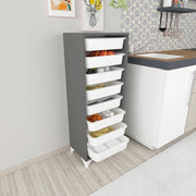 Cassettiera 'Lurøy' Organizzatore con 8 Cestini Estraibili - Mobile a Torre Contenitore - Antracite / Bianco [en.casa]