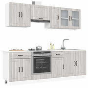 vidaXL Set Mobili da Cucina 8 pz Kalmar Grigio Sonoma in Truciolato
