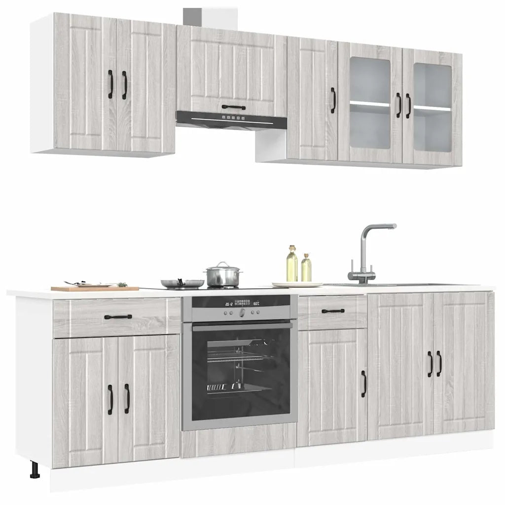 vidaXL Set Mobili da Cucina 8 pz Kalmar Grigio Sonoma in Truciolato