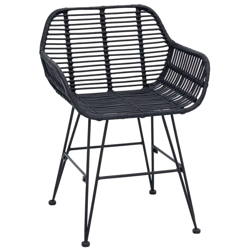 Sedia da pranzo 2 pcs Rattan e Ferro Nero 55 x 50 x 74 cm
