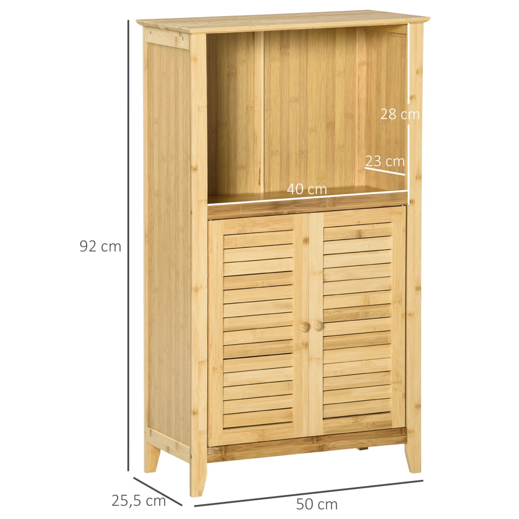 Mobiletto da bagno in bamb¨´ con ante e ripiano ¨C zephmum ¨C 50x25,5x92 cm naturale