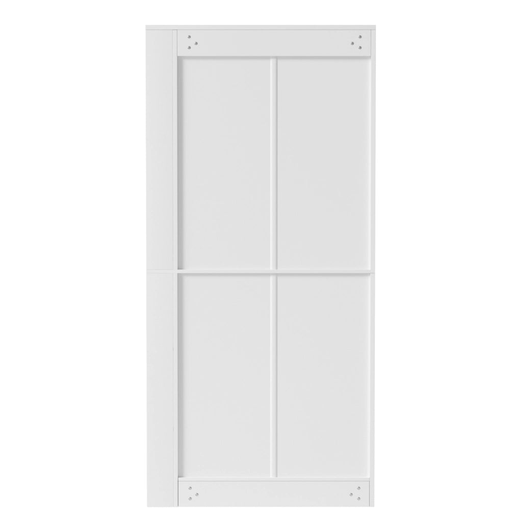 Armadio multiuso bianco con 2 ante, ripiani aperti laterali e mensole, 85×35×180 cm