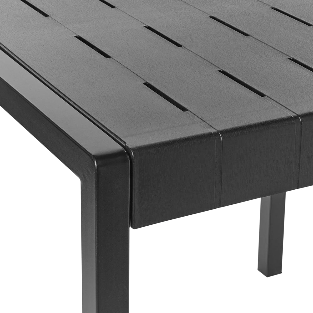 Tavolo da pranzo da giardino Telaio sintetico nero 4-6 posti resistente alle intemperie Patio esterno