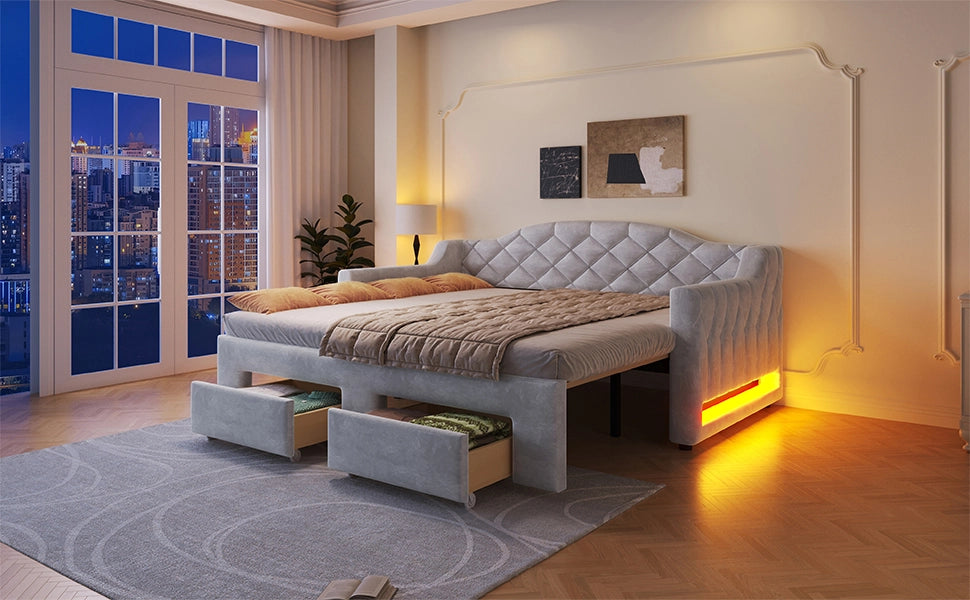 letto giornaliero imbottito grigio 90x200 cm