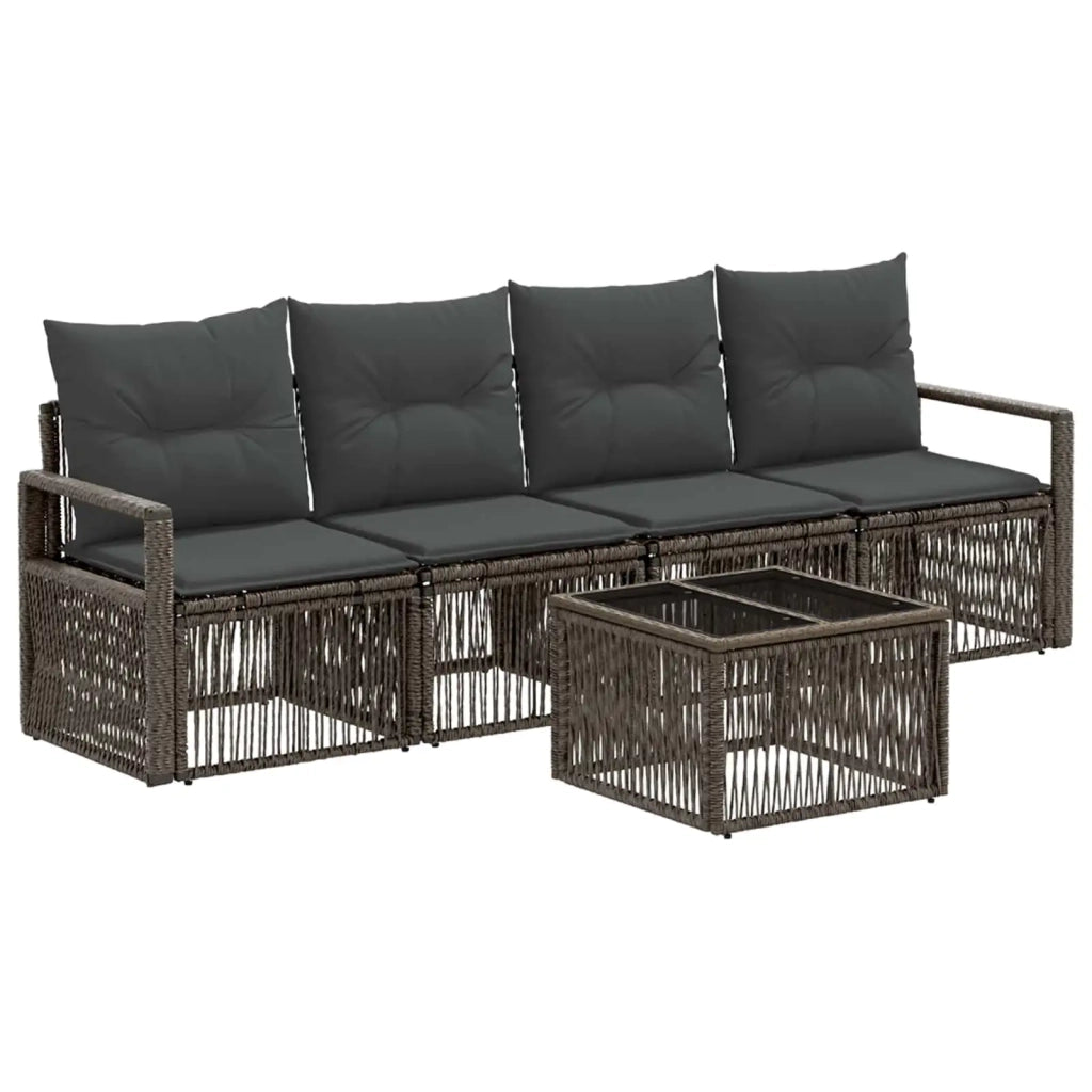 Set Divano da Giardino 5 pcs Grigio polyrattan 3435638
