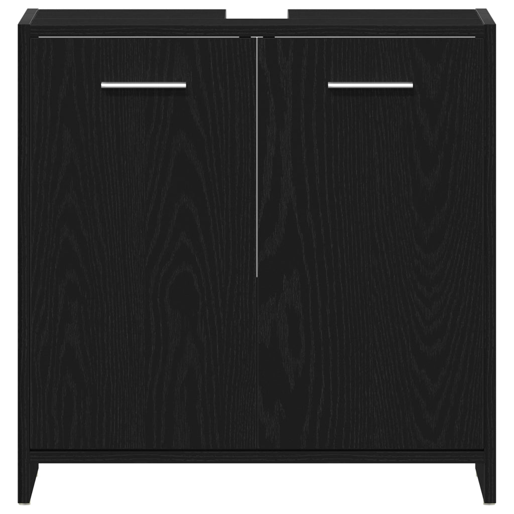 Set di Mobili per Bagno  4 Pezzi Rovere Nero Legno ingegnerizzato