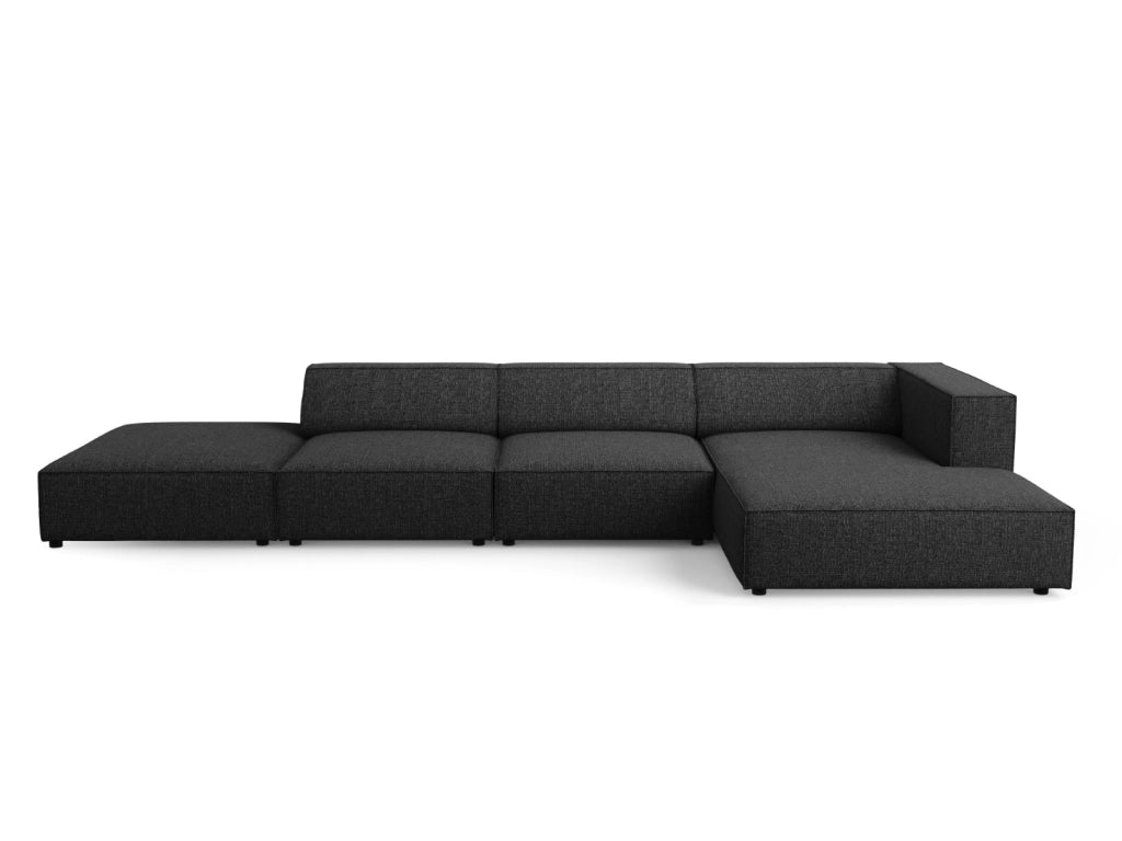 Cosmopolitan Design - Divano angolare destro "Arendal" 5 posti in ciniglia nero 