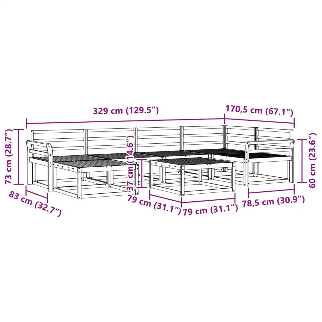 Set di divani da esterno 7 pcs Bianco Legno di Acacia Massello 3386723