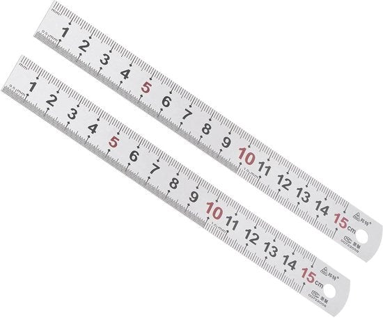 Liniale in acciaio inossidabile - ideale per il disegno architettonico - 2 pezzi - 15 cm