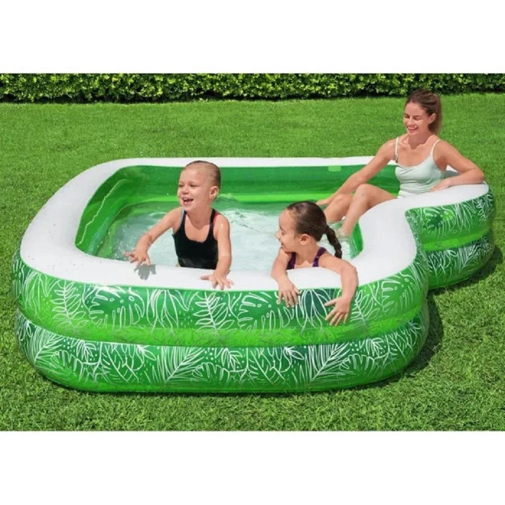 Trade Shop - Piscina Gonfiabile Per Famiglie Con Sedile Tropical Paradise 231x231x51 Cm 54336 -