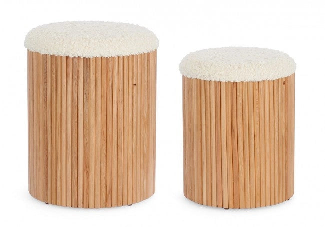 Set 2 Pouf Contenitore Cozy Japandi in Tessuto