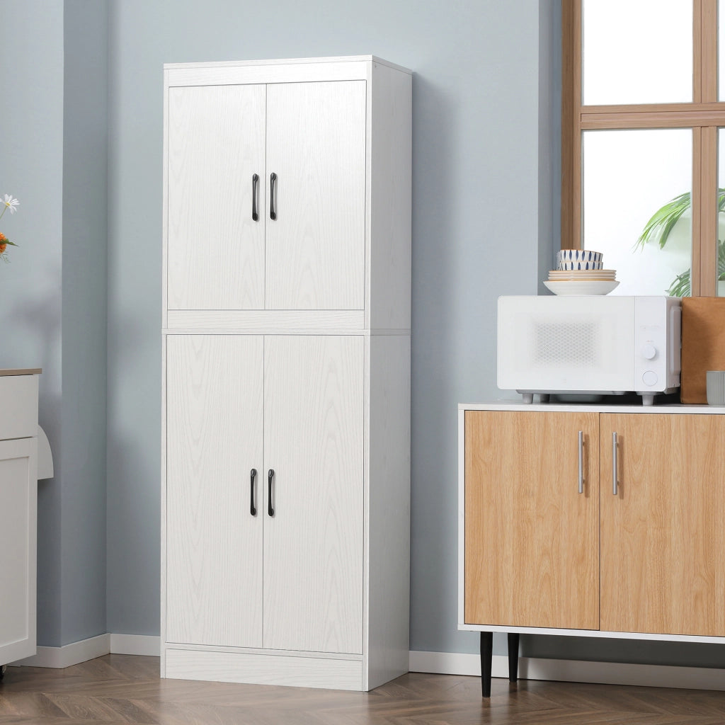 Armadio Cucina con 4 Ante e 5 Ripiani Aperti ¨C zephmum ¨C Bianco 60x36x168 cm