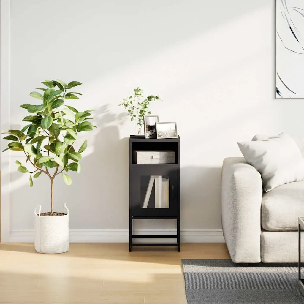 Comodino Nero 36x39x78 cm in Acciaio Laminato a Freddo 853410