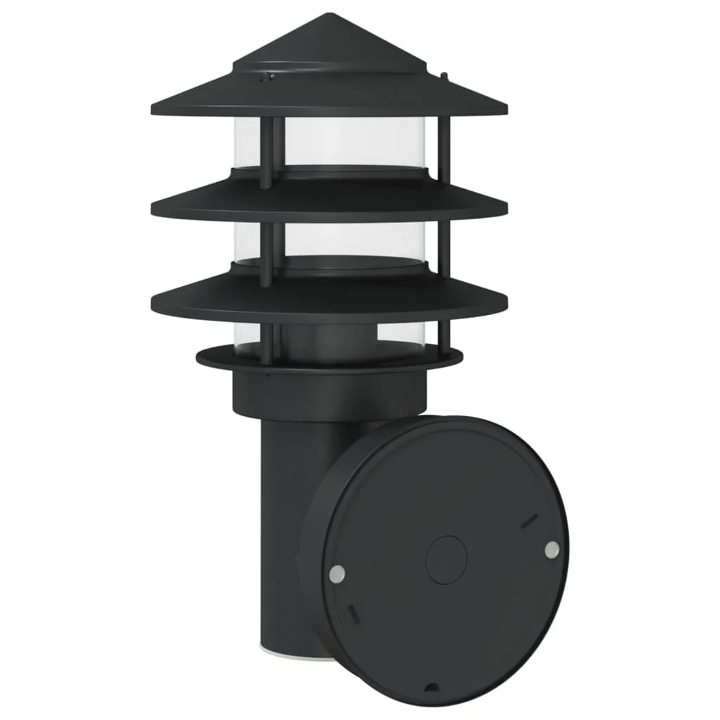 Applique da esterno 15,5 x 15,5 x 28 cm resistente alle intemperie atmosfera elegante acciaio inox nero 02_0056551