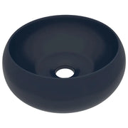 Lavandino-Lavello Lusso Rotondo Blu Scuro Opaco 40x15 cm in Ceramica 874468