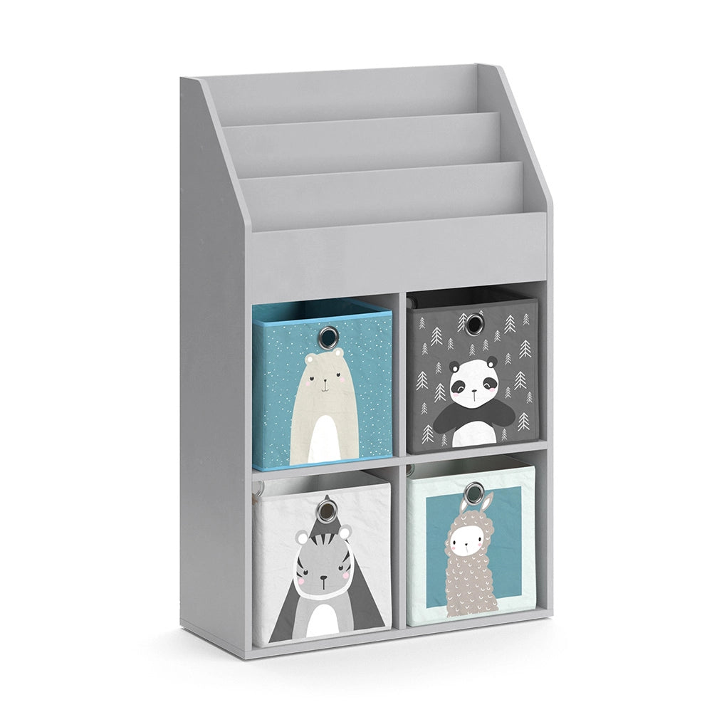 Vicco Libreria bambini Grigio 72 x 114.2 cm con 4 scatole pieghevoli