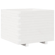 Fioriera da Giardino-Vaso da giardino Bianca 60x60x49,5cm Legno Massello di Pino