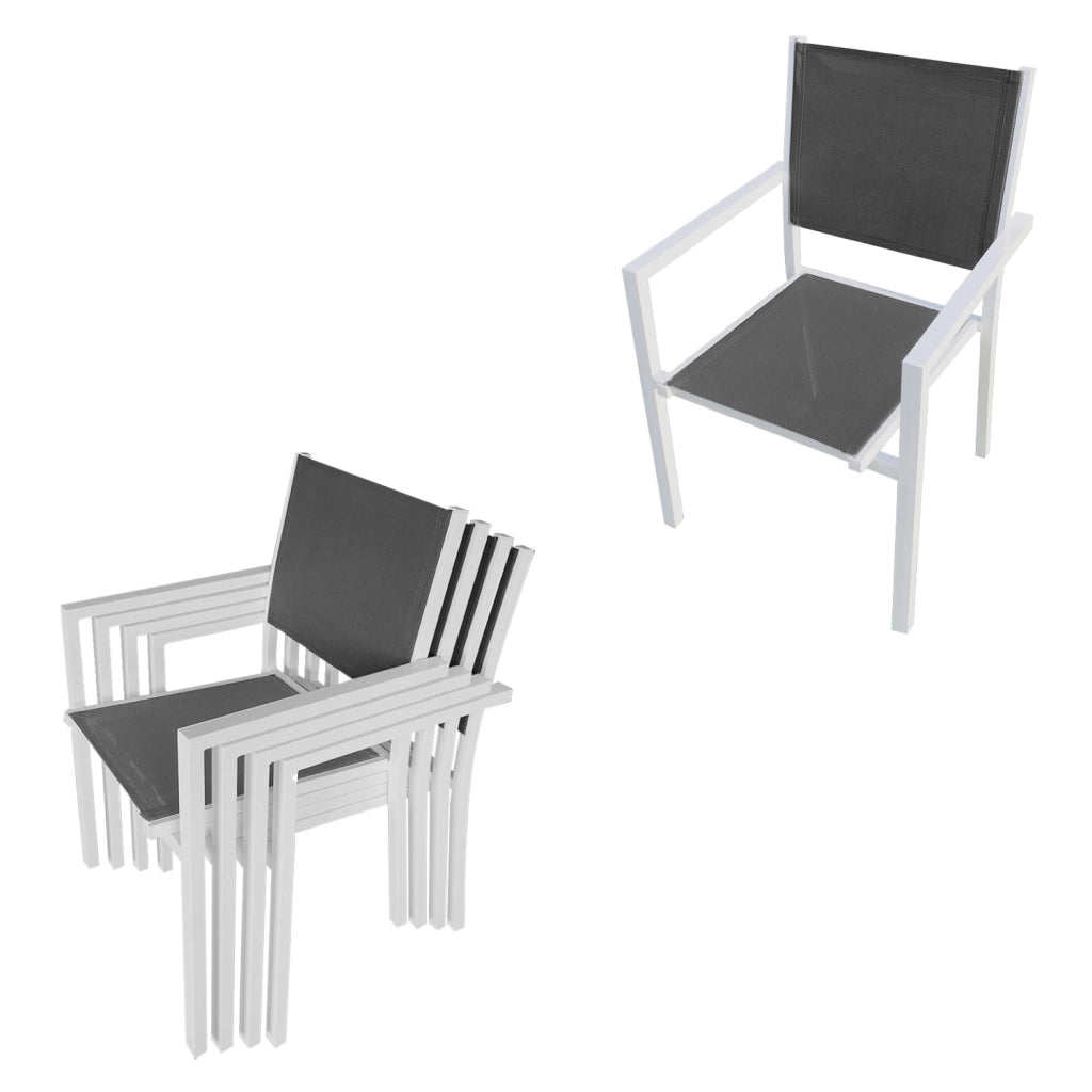 LAMPEDUSASet di mobili da giardino allungabili in textilene grigio 8 posti - alluminio bianco