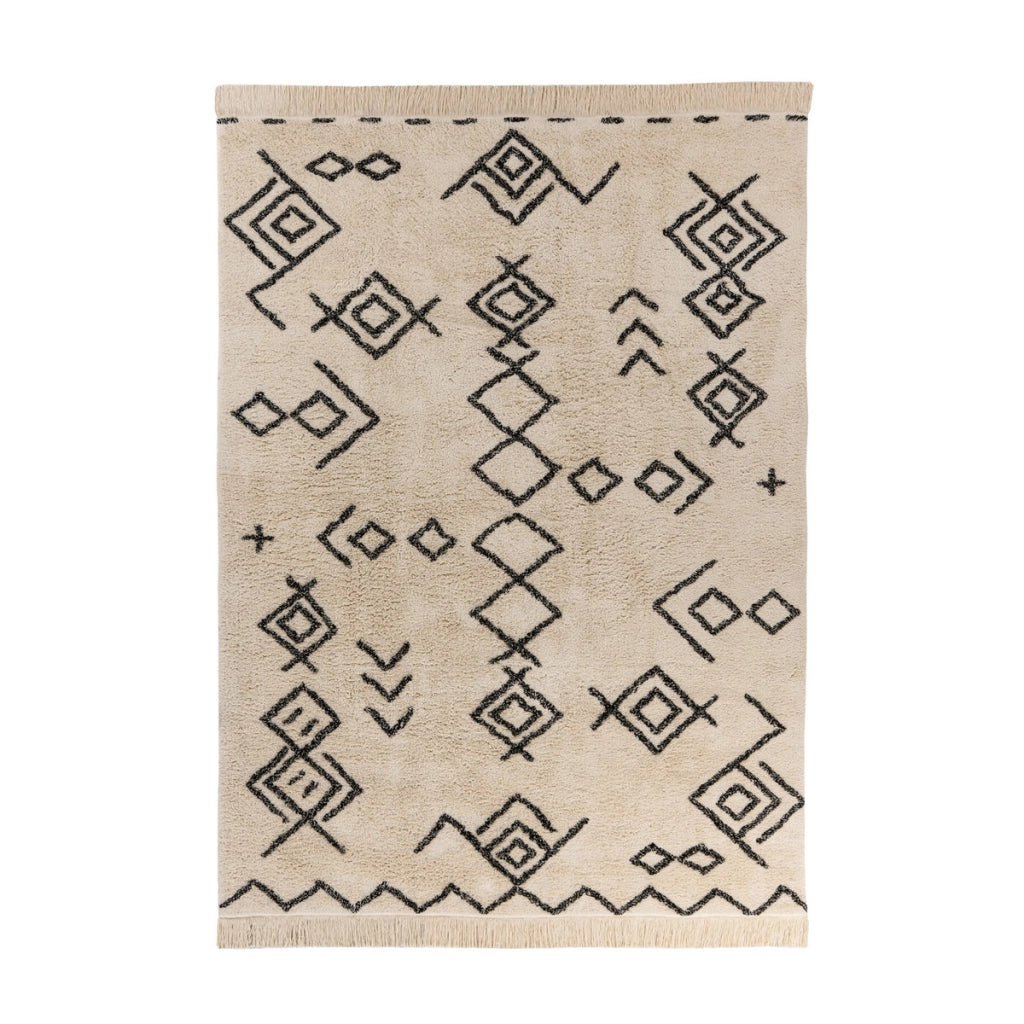Tappeto in cotone Mylen con motivo geometrico nero e crema