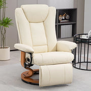 Poltrona relax girevole con funzione reclinabile e poggiapiedi in ecopelle Cream White