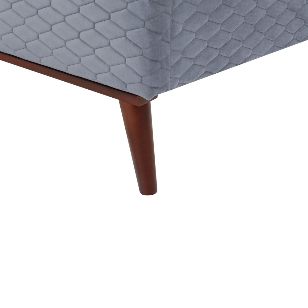 Letto imbottito in velluto grigio 90 x 200 con struttura imbottita a nido d'ape trapuntato stile classico