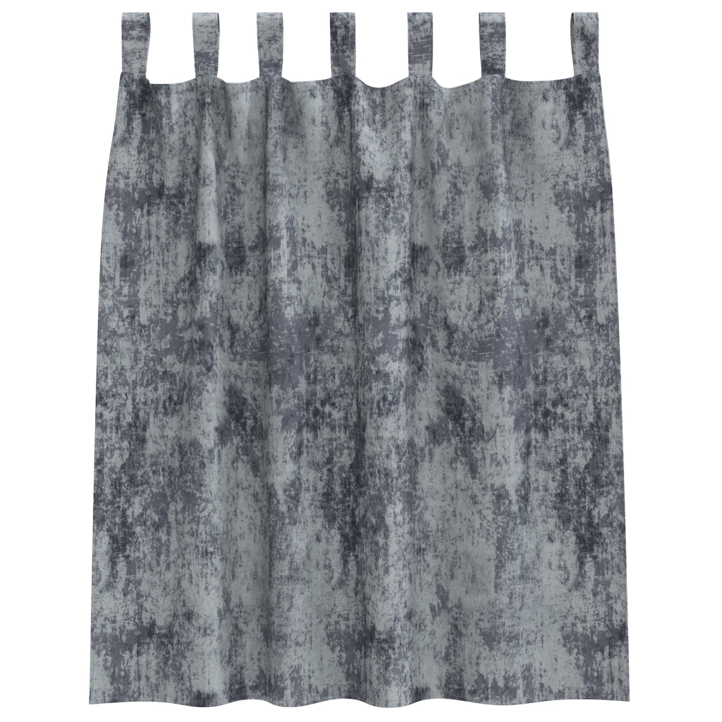 Tende in Velluto 2 pz con Bottoni a Tab Grigio Argento 140x140 cm
