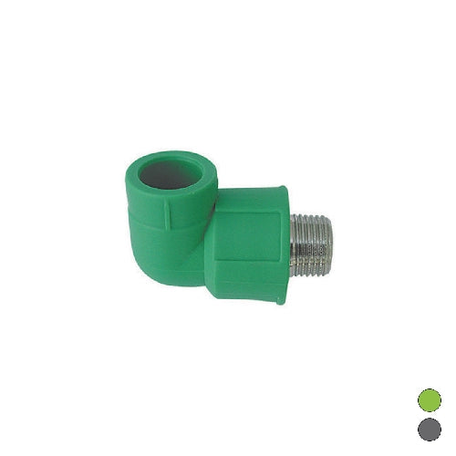 GOMITO FILETTATO MASCHIO IN POLIPROPILENE- 1/2 x Diam. 20 Grigio- DH- pezzi 1