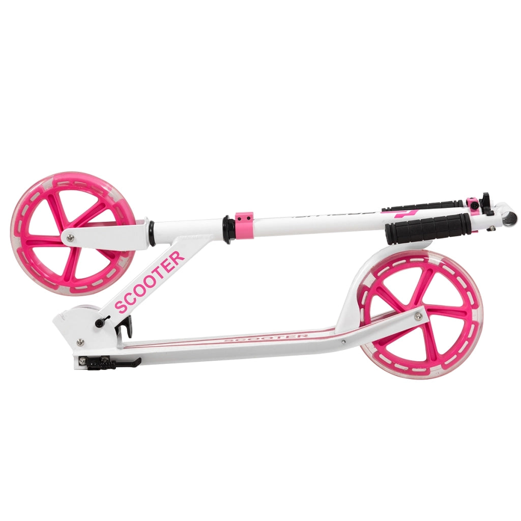 Monopattino con pedana in alluminio, Manubrio regolabile in 3 posizioni e cinghia, Rosa-Monopattini