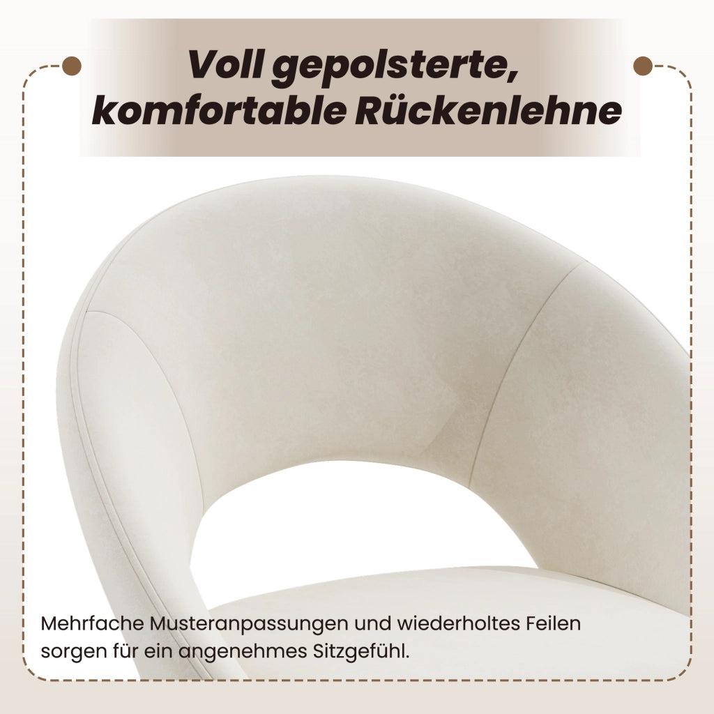 Sedie da Pranzo in Velluto ¨C MINIMAL ¨C Beige, Set 4 Pezzi, Stile Moderno