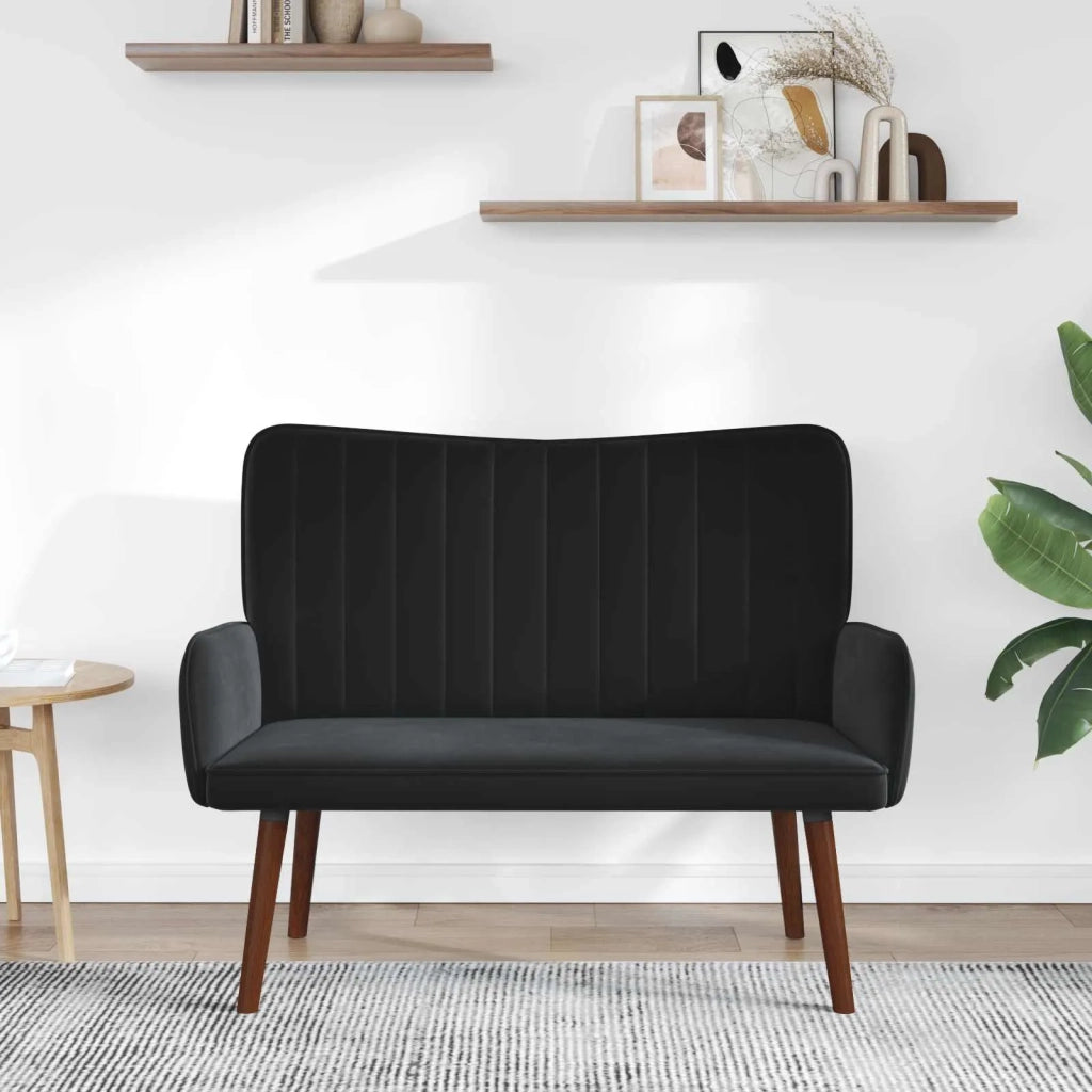 Sofa a Due Posti Nero 115 x 61 x 87 cm Velluto