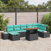 Set Divano da Giardino 8 pz Nero polyrattan 3360064