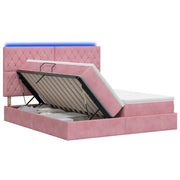 Letto con contenitore LED e materasso Rosa 180 x 200 cm Velluto 3460259