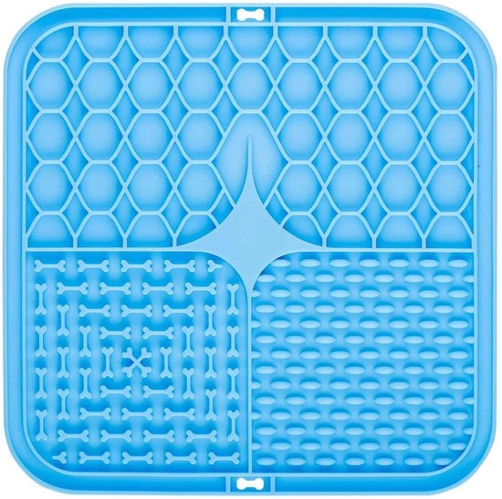 Liccio per cani con schiacciatore in silicone, liccio BPA-free per gatti con morsetto per bagni, allenamenti e cura, blu, 20*20cm