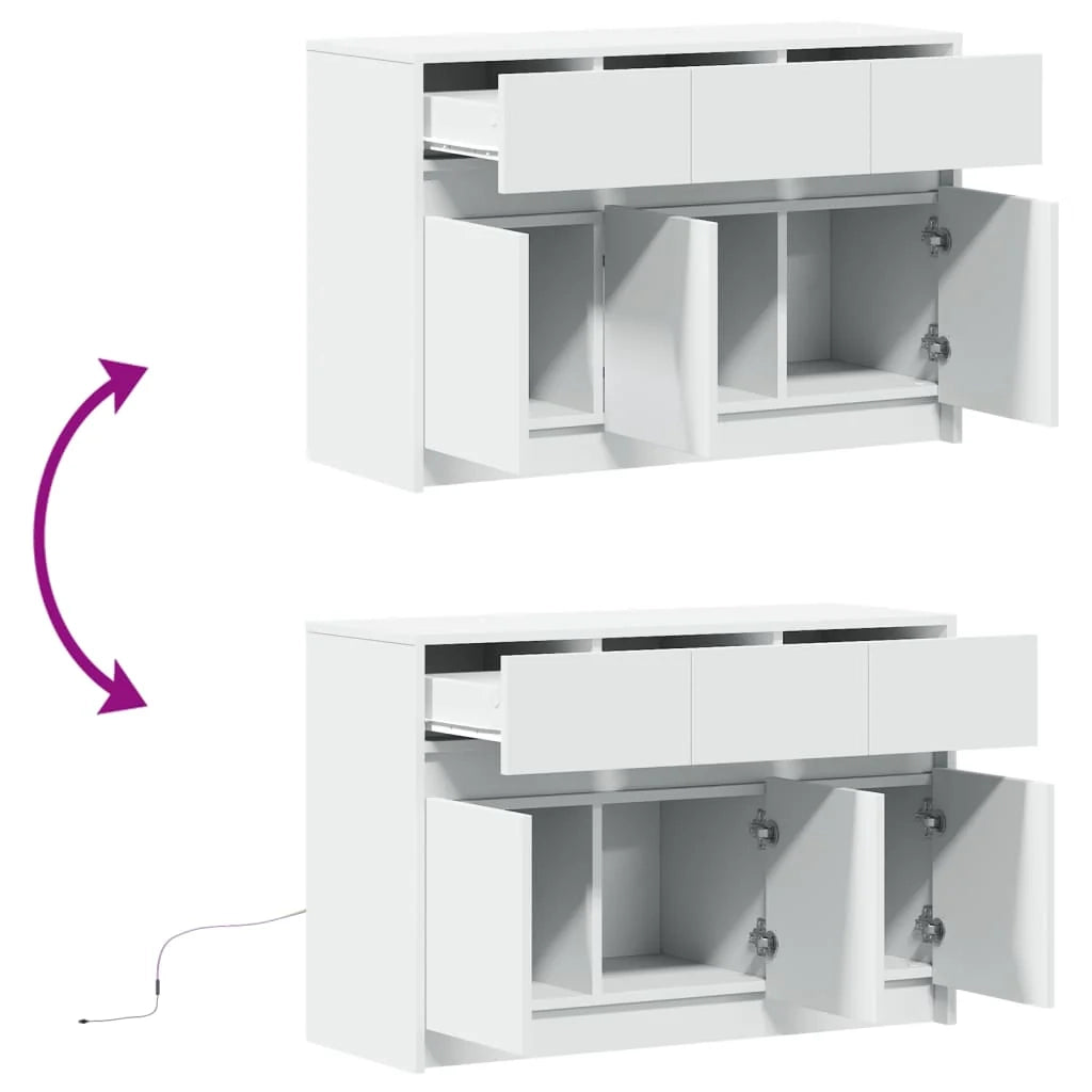 Porta TV multimediale scaffale per televisione televisore buffet sala da pranzo soggiorno camera da letto con LED 91 x 34 x 61 cm pannelli compositi bianco 02_0026454