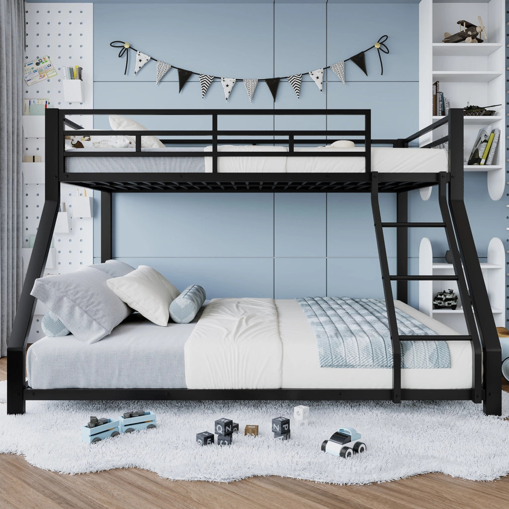 Letto a castello in metallo nero 90x200/140x200 cm