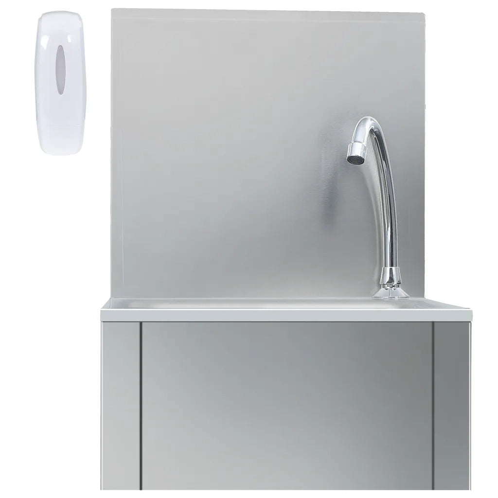 Lavandino con Rubinetto e Dispenser Sapone in Acciaio Inox CFW1755985