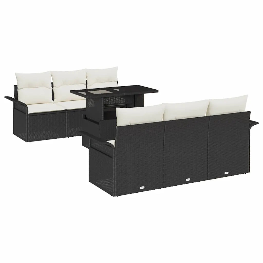Set Divano da Giardino con cuscino 7 pcs Nero Poly Rattan 3356940