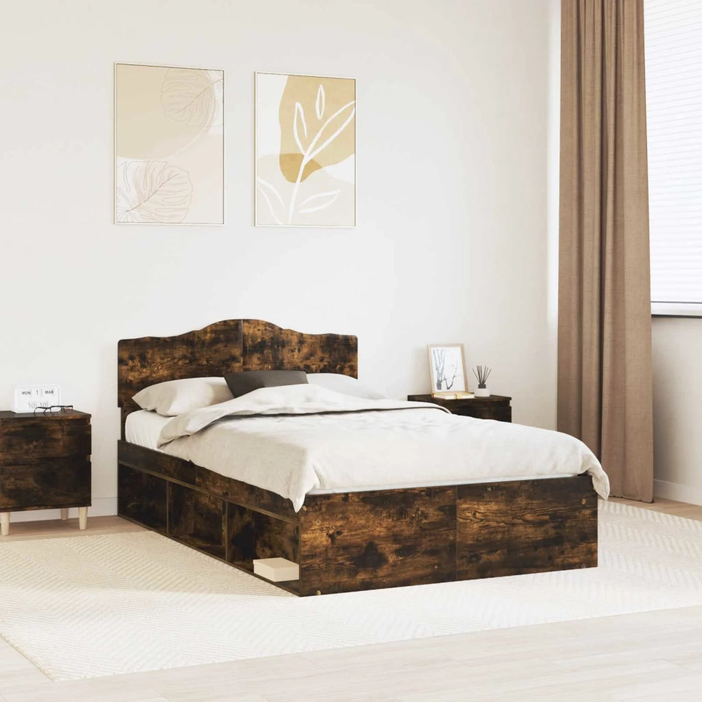 Struttura del letto Rovere fumé 120 x 190 cm Pino massello