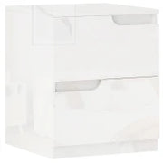 Comodino Moderno in Legno con 2 Cassetti e Design Lucido, 40x40x48 cm, Bianco