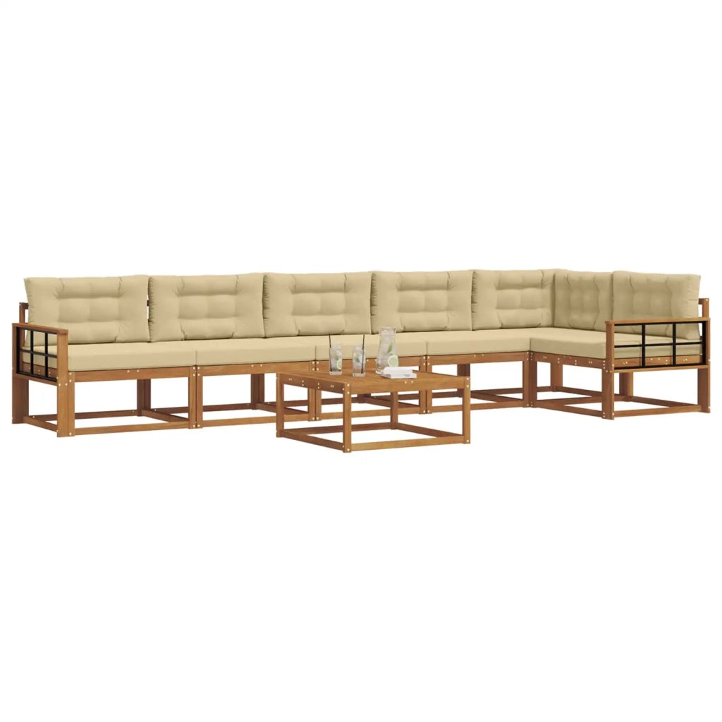 Set di divani da esterno con cuscino 7 pcs Naturale e Beige 3367696