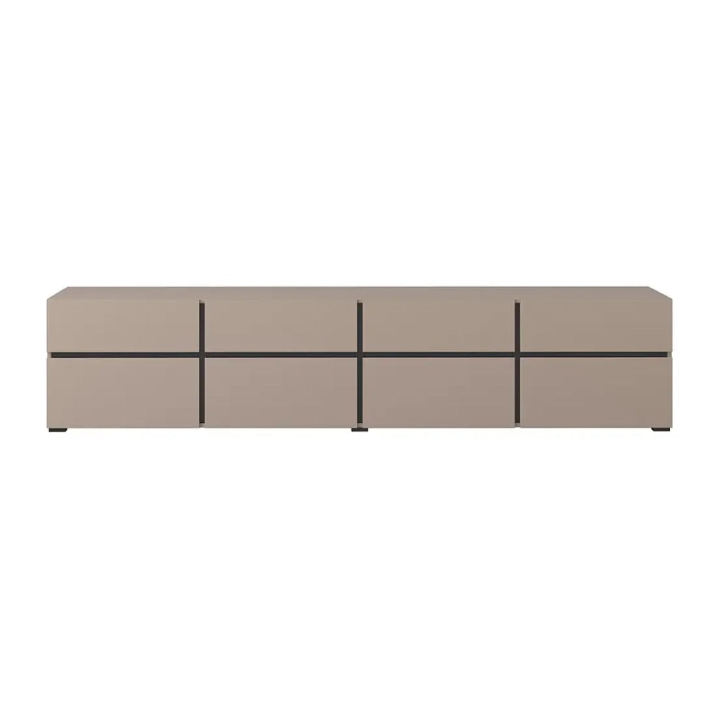 Mobile TV XL color beige e nero 225cm collezione HAVANA. Mobile design con 4 porte e 4 cassetti.